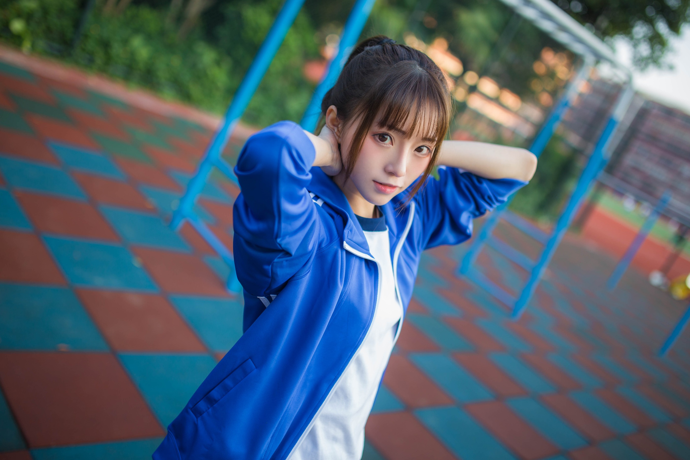 图片[1]-Kitaro_绮太郎 – NO.047 运动服女孩 浅蓝 [11P]-XikXak